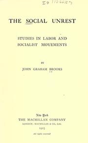 Cover of: The social unrest: studies in labor and socialist movements