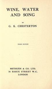 Cover of: Wine, water and song by Gilbert Keith Chesterton