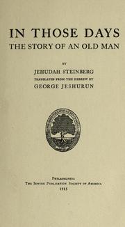 Cover of: In those days by Judah Steinberg
