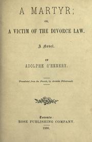 Cover of: A martyr ; or, A victim of the divorce law: a novel