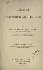 Cover of: Clinical lectures and essays by Sir James Paget
