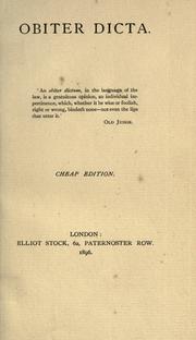 Cover of: Obiter dicta by Augustine Birrell
