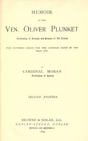 Cover of: Memoir of the Ven. Oliver Plunket by Patrick Francis Moran