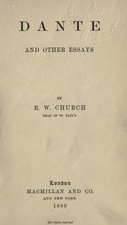 Cover of: Dante, and other essays. by Richard William Church