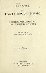 Cover of: Primer of facts about music by Martin G. Evans