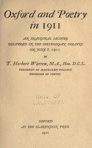 Cover of: Oxford and poetry in 1911 by Warren, Thomas Herbert Sir