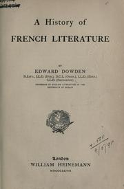 Cover of: A history of French literature. by Dowden, Edward