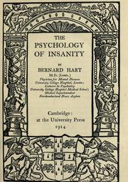 Cover of: The psychology of insanity by Bernard Hart