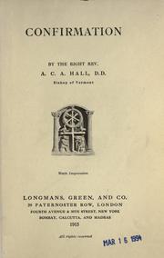 Cover of: Confirmation by A. C. A. Hall, A. C. A. Hall