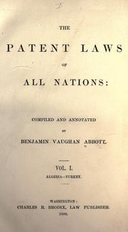 Cover of The patent laws of all nations