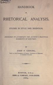Cover of: Handbook of rhetorical analysis by Genung, John Franklin