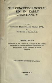 Cover of: The concept of mortal sin in early Christianity. by Hubert Louis Motry