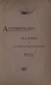 Cover of: Anthropology: as a science and as a branch of university education in the United States.