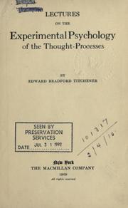 Lectures on the experimental psychology of the thought-processes by ...