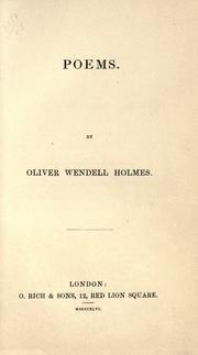 Cover of: Poems by Oliver Wendell Holmes, Sr.