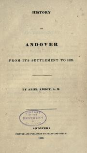 Cover of: History of Andover: from its settlement to 1829.