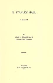 Cover of: G. Stanley Hall. by Wilson, Louis N., Wilson, Louis N.