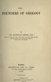 Cover of: The founders of geology by by Sir Archibald Geikie.