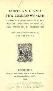 Cover of: Scotland and the Commonwealth. by Firth, C. H., Firth, C. H.