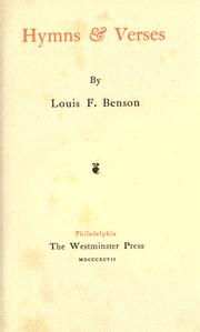 Cover of: Hymns and verses by Louis F. Benson