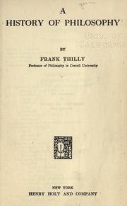 Cover of: A history of philosophy. by Frank Thilly