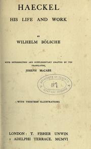 Cover of: Haeckel: his life and work.