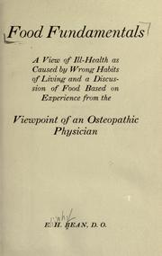 Cover of: Food fundamentals: --view-point of an osteopathic physician--