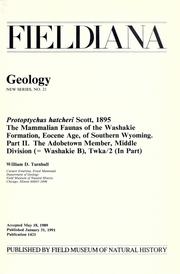 Cover of: Protoptychus hatcheri Scott, 1895: the mammalian faunas of the Washakie Formation, Eocene age, of southern Wyoming.