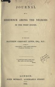 Cover of: Journal of a residence among the Negroes in the West Indies.
