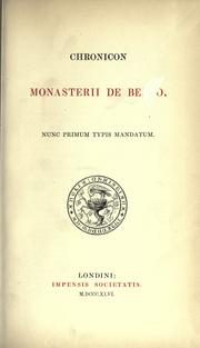 Cover of: Chronicon Monasterii de Bello.: Nunc primum typis mandatum.