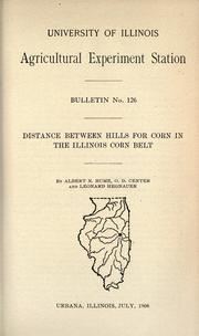 Cover of: Distance between hills for corn in the Illinois corn belt