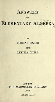 Cover of: Answers to Elementary algebra
