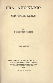Cover of: Fra Angelico, and other lyrics. by Isaac Gregory Smith, Isaac Gregory Smith