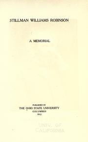 Cover of: Stillman Williams Robinson by Ohio State University