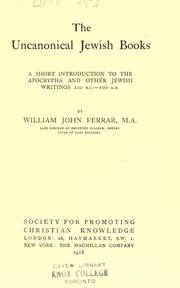 Cover of: The uncanonical Jewish books by William John Ferrar
