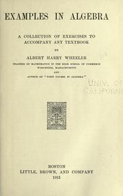 Cover of: Examples in algebra by Albert Harry Wheeler