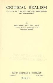 Cover of: Critical realism by Roy Wood Sellars