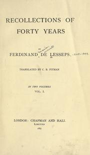 Cover of: Recollections of forty years by Ferdinand de Lesseps, Ferdinand de Lesseps