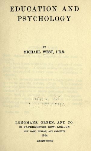 Education and psychology by Michael West