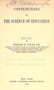 Cover of: Contributions to the science of education