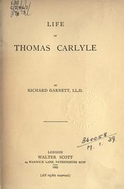 Cover of: Life of Thomas Carlyle. by Richard Garnett