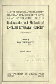 Cover of: A list of books and articles: chiefly bibliographical, designed to serve as an introduction to the bibliography and methods of English literary history (with an index)