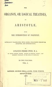 Cover of: The Organon, or Logical treatises, of Aristotle. by Aristotle