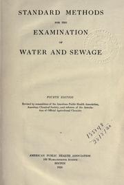 Cover of: Standard methods for the examination of water and sewage.