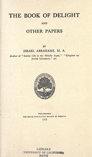 Cover of: The book of delight by Israel Abrahams