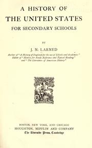 Cover of: A history of the United States for secondary schools