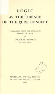 Cover of: Logic as the science of the pure concept