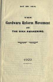 Cover of: Gurdwara Reform Movement and the Sikh awakening.