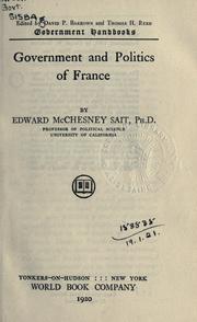 Cover of: Government and politics of France. by Edward McChesney Sait, Edward McChesney Sait