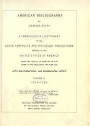Cover of: American bibliography by Evans, Charles